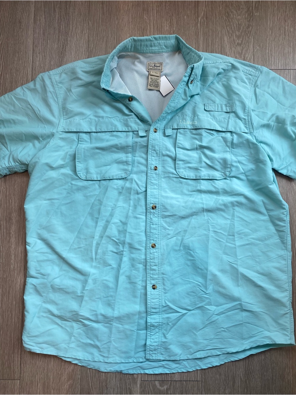 LL Bean Fishing Shirt Mens XL Tall Blue Vented Outdoor Hiking Vented